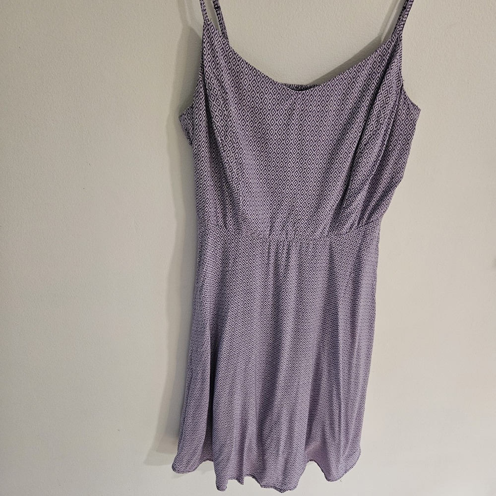 Old Navy Summer Dress Purple Ditsy Peasant Cottage Smocked Spaghetti Strp Medium